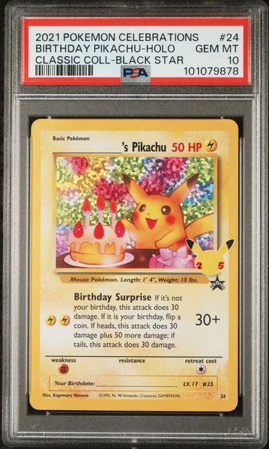 PSA 10 - 2021 Pokemon Celebrations Classic Birthday Pikachu Holo Card (English)