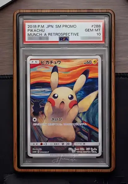 PSA Graded Card Wooden Display Case – Magnetic UV-Protective Metal Frame